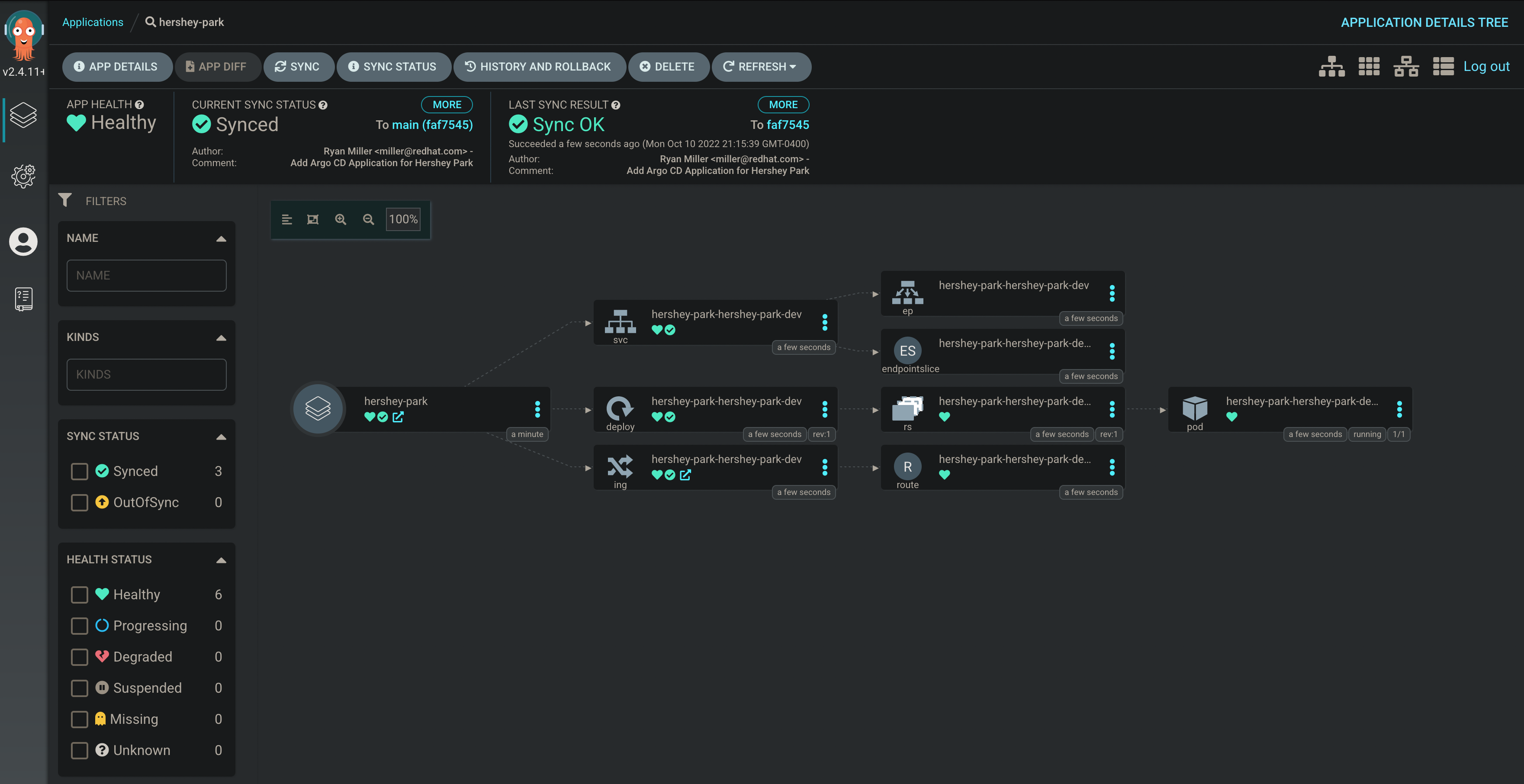 Application topology of all resources that Argo CD has deployed